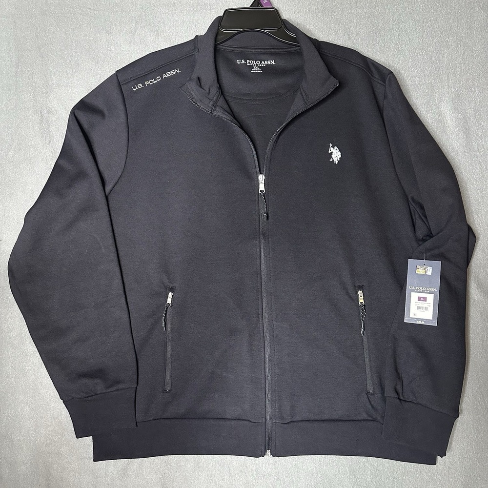 U.S. Polo Assn. Men Fleece Full Zip Hoodie with Big Pony 2xl full zipper pockets - Picture 2 of 11